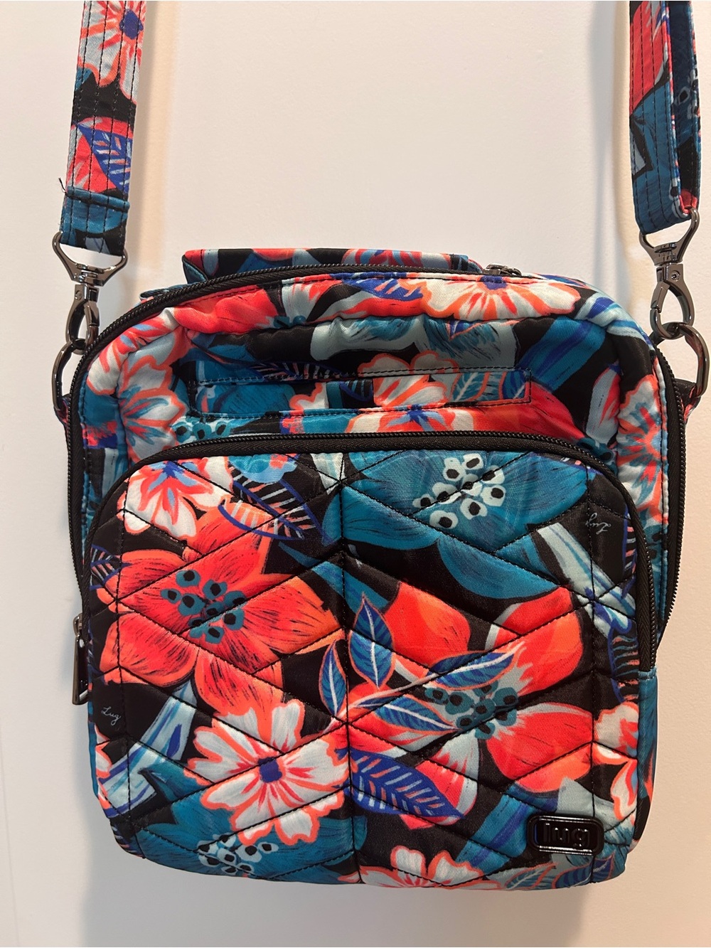 Lug Ranger - Quilted Floral Crossbody Bag - Black, Red, Blue